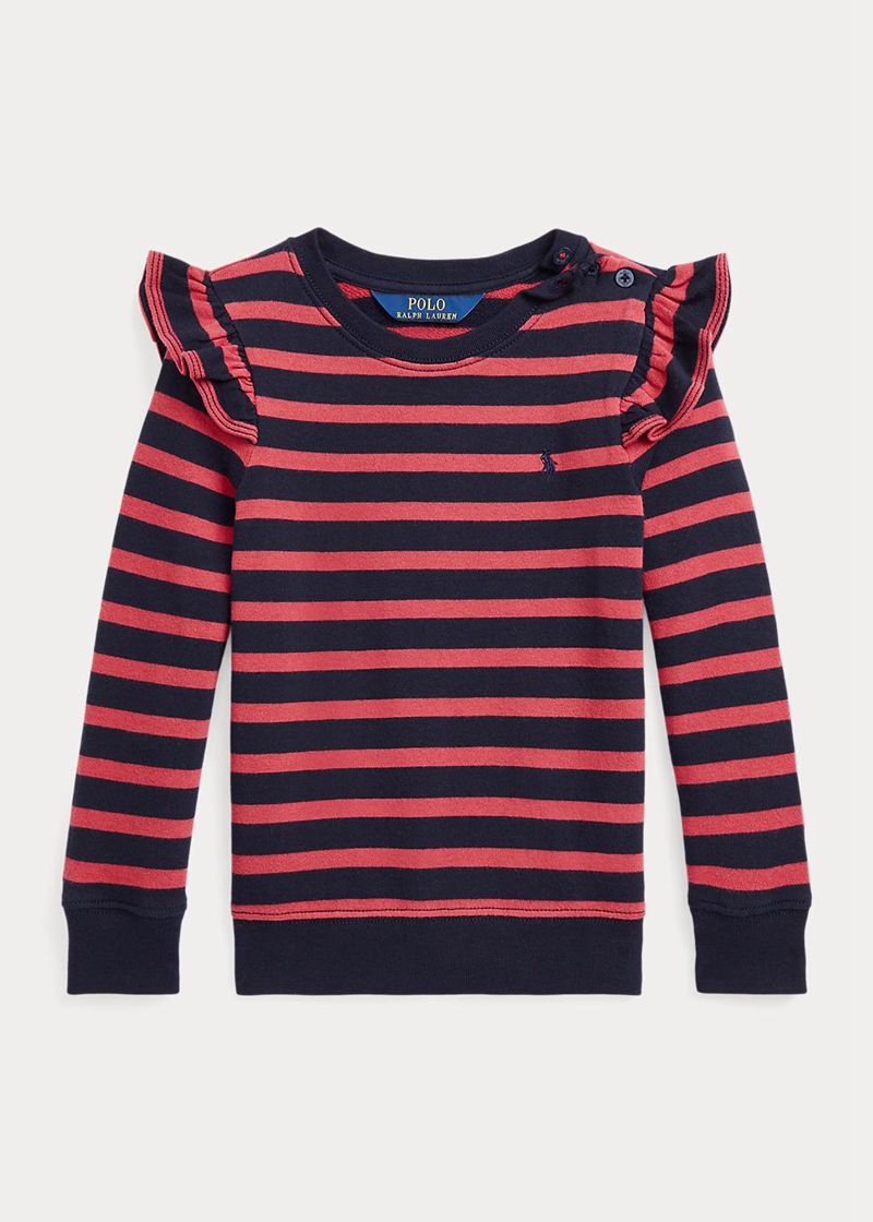 Sudadera Ralph Lauren Niña 1.5-6.5 Años Striped Ruffled Spa Terry Chile Rojas WDUSO-3260